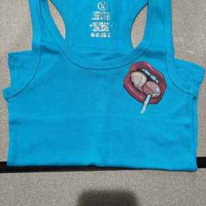 Hot Pink Lips Black Ribbed Tank Top & Shorts Set