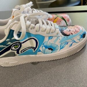Custom Hand-Painted Hummingbird & Floral Air Sneakers